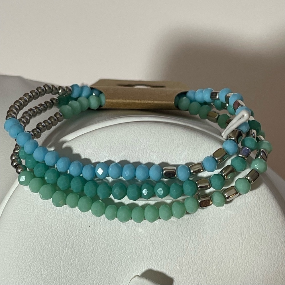 3 Ombré Handmade Stretch Bracelet Set, Hypoallergenic Jewelry, silver tu… - Picture 6 of 7
